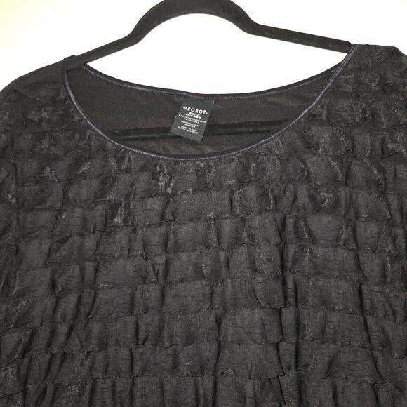 George Black Stretchy Top 4X 26/28W Tiered Ruffles Frilly Comfy Goth Witchy - Picture 3 of 15